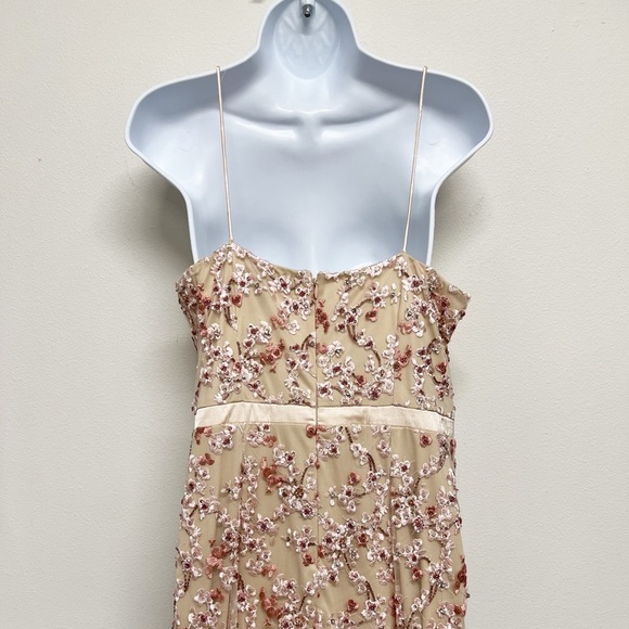 Aidan Mattox Womens Blush Pink Floral Embroidered Beaded Long Gown Size 10 - Picture 4 of 16